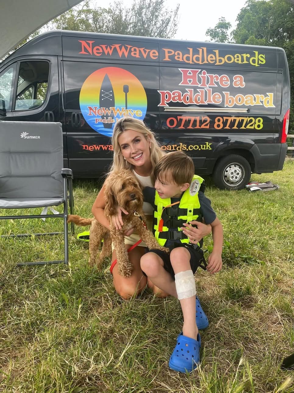 The NewWave Paddleboards van and hire setup at Dedham Meadows